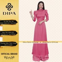 Áo Dài Tây Thi Màu Hồng Tay Bồng Đính Ngọc Trai A42 - Diva Paris - Thời Trang Quý Phu Nhân