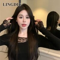 Áo dài tay viền ren thanh lịch cho mùa xuân