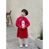 Áo Dài Tết-Áo Dài Bé Trai Bình An Diện Dịp Lễ Tết Kèm Quần