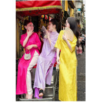 Áo dài Tết, Áo dài du xuân, áo dài gấm đính ngọc trai, ao dài cô ba sài gòn