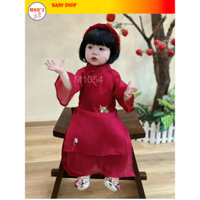 Áo dài tết bé gái đỏ hồng mozi_Mèo's Baby Shop