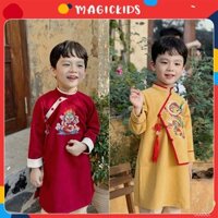Áo dài Tết bé trai 2 3 4 5 6 7 8 9 10 tuổi Magickids dáng cách tân thêu rồng Vân Long kèm dây khánh mẫu mới 2024 A22004