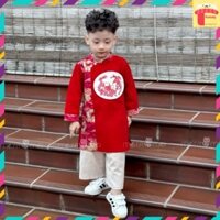 Áo dài tết cho bé 1-10 tuổi thêu rồng hàng thiết kế chất liệu nhung mềm mại dáng thời trang