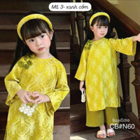 Áo dài Tết cho bé  kèm mấn chất gấm lụa mát lạnh size 10-30kg
