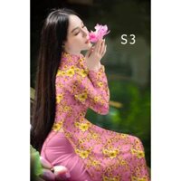 áo dài tết lụa nhật in 3d  - S3