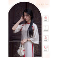 Áo Dài Tết Như Ý [Cam House] Áo Dài Cách Tân Như Ý Chất Liệu Gấm, Phối Đỏ Chụp Ảnh Đẹp Đi Lễ Đi Chùa