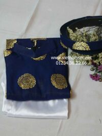 Áo dài Thái Tuấn cho bé trai xanh tím than AT35