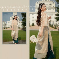 Áo dài thêu “Hạ Chi”-áo dài xuống tay lỡ.