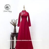 Áo dài thêu tay Đinh Hương lụa nữ hoàng thêu hoa ruy băng