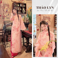 Áo Dài Thiết Kế Hồng Sử Hoạ Tiết Thêu Kỳ Lần Độc Đáo Phù Hợp Mặc Lễ Tết Chụp Ảnh - Áo Dài Thiết Kế Thảo Vân