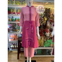 ÁO DÀI THỔ CẨM-ĐỒ LAM ĐI CHÙA
