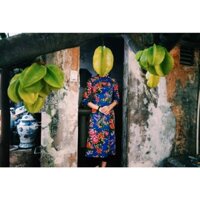 Áo dài Tiệm con Công vải chăn con công