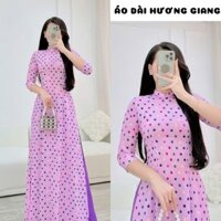 Áo dài tím chấm bi trẻ trung - Áo Dài Hương Giang