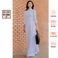 Áo dài trắng, áo dài học sinh truyền thống nữ lụa trơn không kèm quần CHUU AD8013-T