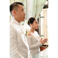 áo dài trắng cổ lưới vai ngang sammy đẹp cao  cấp