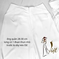 Áo dài trắng cổ trong tay lỡ truyền thống may sẵn lụa mỹ cao cấp - quần trắng,XL