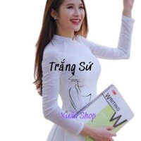 Áo dài trắng học sinh 2 tà lụa nhật  áo dài nữ sinh  áo dài truyền thống - ÁO TRẮNG SỨ KHÔNG QUẦN - L