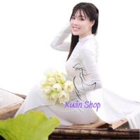 Áo dài trắng học sinh 2 tà lụa mỹ  áo dài nữ sinh  áo dài truyền thống - S - ÁO TRẮNG SỨ  QUẦN LỤA MỸ TRẮNG