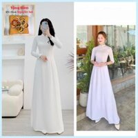 Áo Dài Trắng Học Sinh 2 Tà, chất vải lụa Mỹ đẹp, hợp cho học sinh cấp 3