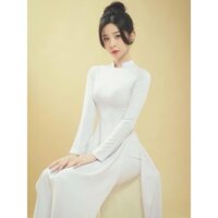 áo dài trắng học sinh lụa mỹ cổ trụ hở,tay dài trẻ trung điệu đà,áo dài Phương Diệp