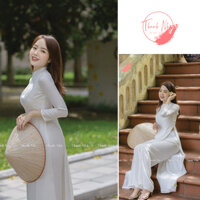 Áo Dài Trắng Học Sinh Truyền Thống May Sẵn Lụa Mỹ Tay Lỡ, Áo Dài Đồng Phục Học Sinh - Áo Dài Thanh Nhã