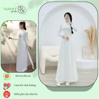 Áo dài trắng học sinh truyền thống tay dài 2 tà lụa mỹ cổ truyền thống Áo Dài Tường Vy