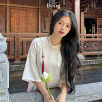 Áo dài trắng lụa dáng xuông BỐNG kèm quần lụa phong cách cổ điển ( Áo dài Chi)