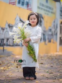 Áo dài trắng lụa tơ tằm Hà Đông dệt tay thủ công VNS 307