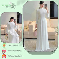 Áo dài trắng nữ học sinh đi học cấp 3 tay dài chụp hình kỷ yếu truyền thống may sẵn lụa mỹ mềm mát