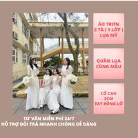 Áo dài trắng tay bồng, cổ áo đính ngọc, học sinh,chụp kỷ yếu, đồng phục đẹp- Áo Dài Khả Hân