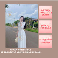 Áo dài trắng tay bồng cổ tròn (kiềng), áo dài học sinh, áo dài truyền thống hotgirl áo dài khả hân