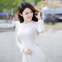 Áo dài trắng truyền thống chất lụa mỹ cổ tròn tay dài - Áo dài lụa mỹ đẹp