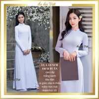 Áo dài trắng xanh lụa Thái Tuấn cao cấp đồng phục nữ sinh đi học truyền thống may sẵn có bigsize và quần đen-Áo dài Việt