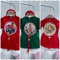 Áo Dài Trẻ Em #Bộ Áo Dài Đồng Tâm Tay Phồng Cho Bé# Thời Trang Bé Gái