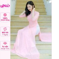Áo dài trơn 4 tà màu hồng phấn - Xưởng may Min