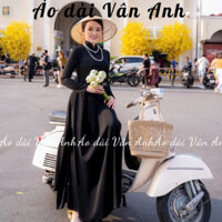 Áo dài trơn ĐEN sang trọng cổ 2cm truyền thống, Dài Tay , lụa Mỹ cao cấp mềm mịn, co giãn.[ Áo dài may sẵn-AD VÂN ANH]