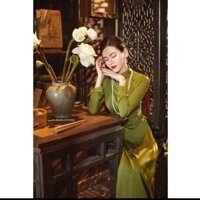 Áo dài trơn lụa Ngọc trai màu xanh cốm trẻ đẹp - áo dài Phương Thảo