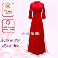 Áo dài trơn màu đỏ lụa 2 tà - Áo Dài Hà Nội