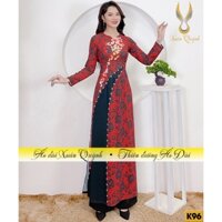 Áo Dài Trung Niên Họa Tiết Hoa Hồng Đen Đỏ, Sang Trọng Thanh Lịch K96 - Áo Dài Xuân Quỳnh