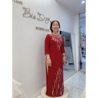 Áo dài trung niên tặng bà tặng mẹ cổ tròn tay lỡ đính kết sang trọng