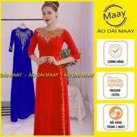 Áo dài trung niên tặng mẹ kim sa đính kết thủ công cao cấp