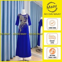 Áo dài trung niên tặng mẹ tặng bà đính kết thủ công cao cấp - Áo dài Maay