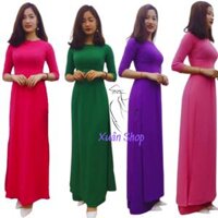Áo dài truyền thống chất liệu lụa tằm kèm quần may sẵn áo dài truyền thống áo dài nữ - Đặt May - XANH CÔBAN