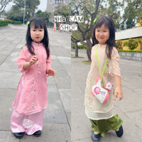 Áo Dài Truyền Thống Cho Bé, Áo Dài Lụa Tơ  2 Màu Bé Gái - Nhà Cam