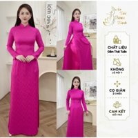 Áo Dài Truyền Thống, GCO, Cổ bầu 3P Trơn, TÍM SEN, Gấm Thái Tuấn Cao Cấp co giãn
