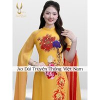 Áo Dài Truyền Thống Họa Tiết Hoa Hồng Nổi Bật, Lụa Nhật Mềm Mại Co Dãn QTD02 -  Xuân Quỳnh Luxury