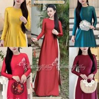 Áo dài truyền thống lụa bóng Ruby Bảo Ngọc Valentino may sẵn ADC426 áo dài giáo viên cổ tròn dự tiệc cưới lễ Tết đẹp