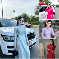 Áo Dài Truyền Thống Lụa Vân Gỗ Cao Cấp Đính Ngọc Cổ Tay Tà Hàng May Sẵn ADTA019 - Áo Dài Thảo Anh