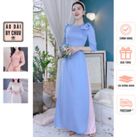 Áo dài truyền thống nữ kiểu đính nơ vai xinh xắn CHUU AD8020 không kèm quần