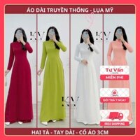 Áo Dài Truyền Thống Nữ Màu Trơn 2 Tà Lụa Mỹ Có Giãn ,May Sẵn Cổ Cao 3cm Mặc Dự Tiệc Lễ Đi Học Áo Dài Khánh Vy